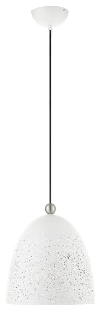 Livex Lighting Arlington 1 Light White, Brushed Nickel Accents Medium Pendant
