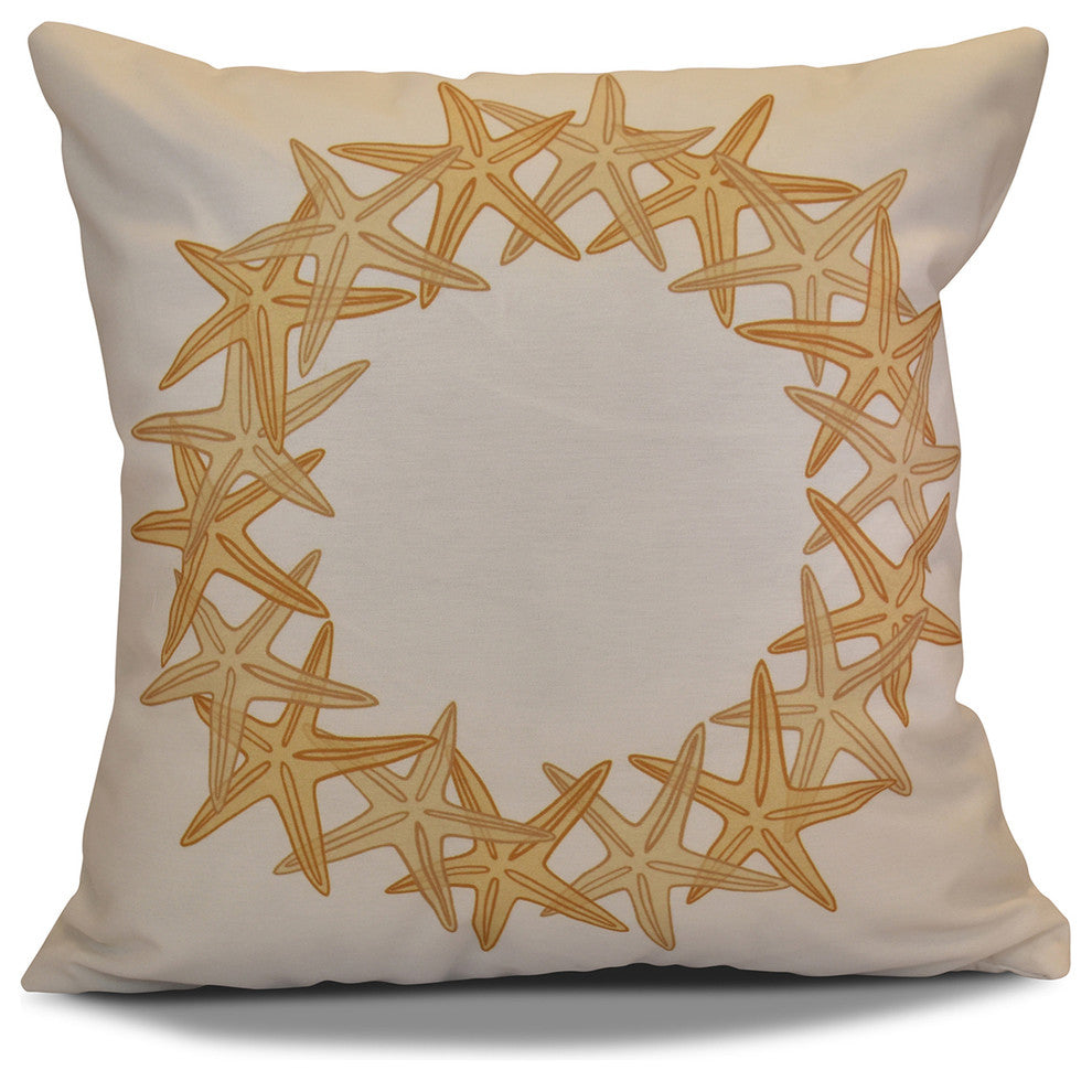 Decorative Holiday Pillow Geometric Print, Gold, 18"x18"