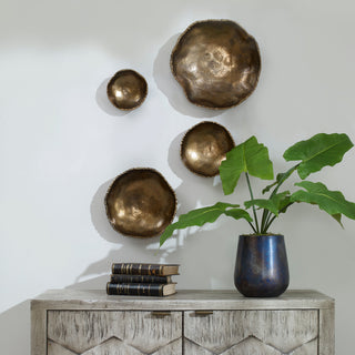 Uttermost Lucky Coins Brass Wall Bowls, 4-Piece Set