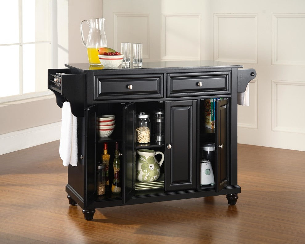 Crosley Furniture Cambridge Wood Kitchen Island in Black/Cherry
