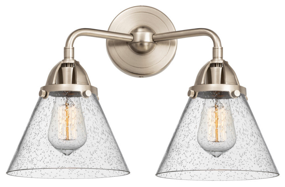 Large Cone Bath Vanity Light, Brushed Satin Nickel, Seedy, Seedy