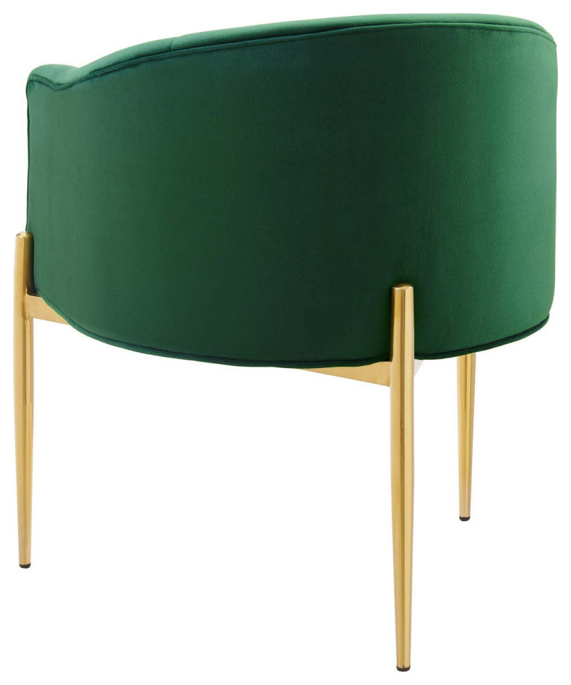 Tufted Accent Chair, Set of 2, Velvet, Metal, Green, Modern, Lounge Hospitality