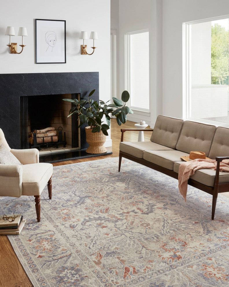 Chris Loves Julia x Loloi Rosemarie Oatmeal/Lavender 18" x 18" Sample Area Rug