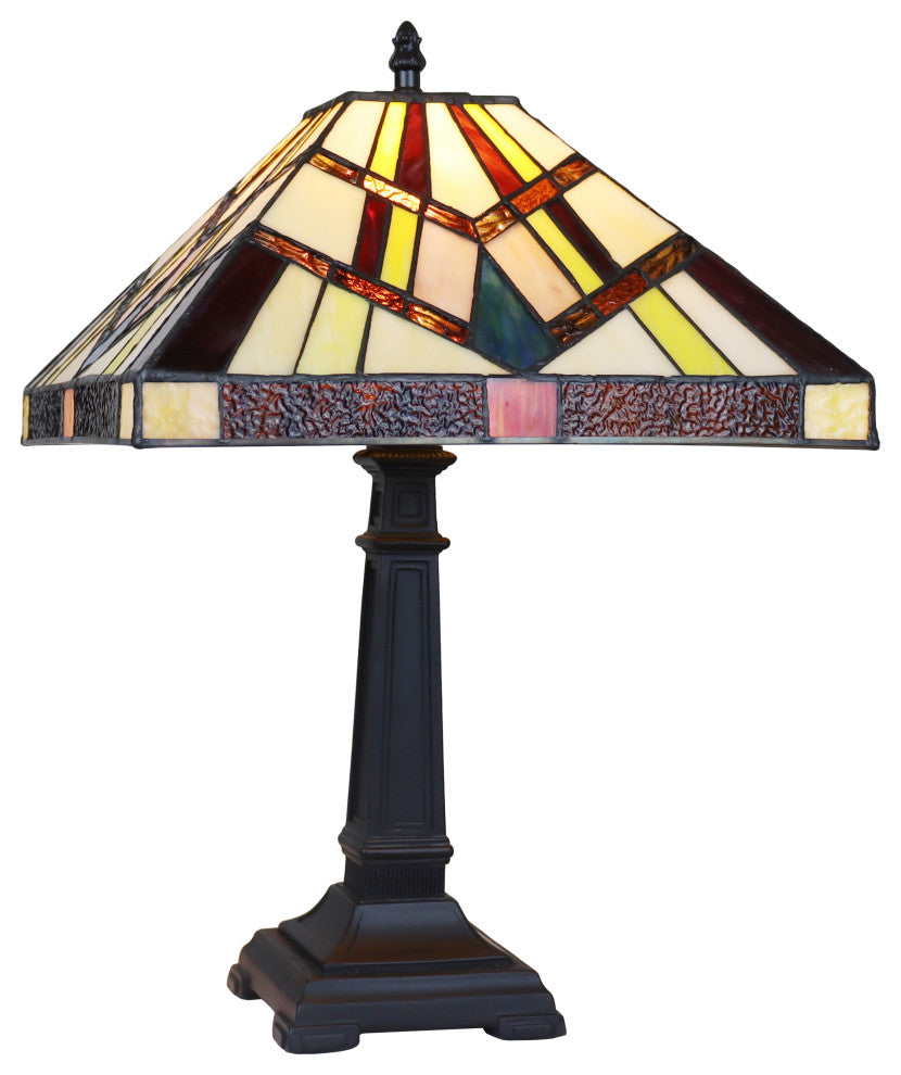 Vincent Mission Tiffany-Style Blackish Bronze 1 Light Table Lamp 12" Wide