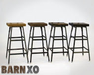 Urban Bar Stool Reclaimed Barn Wood, 18x16x16, Clear Coat