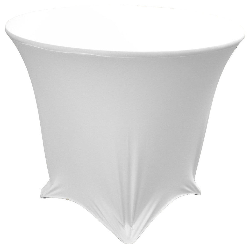 LA Linen Round Spandex Table Cover, White, 30"x30"