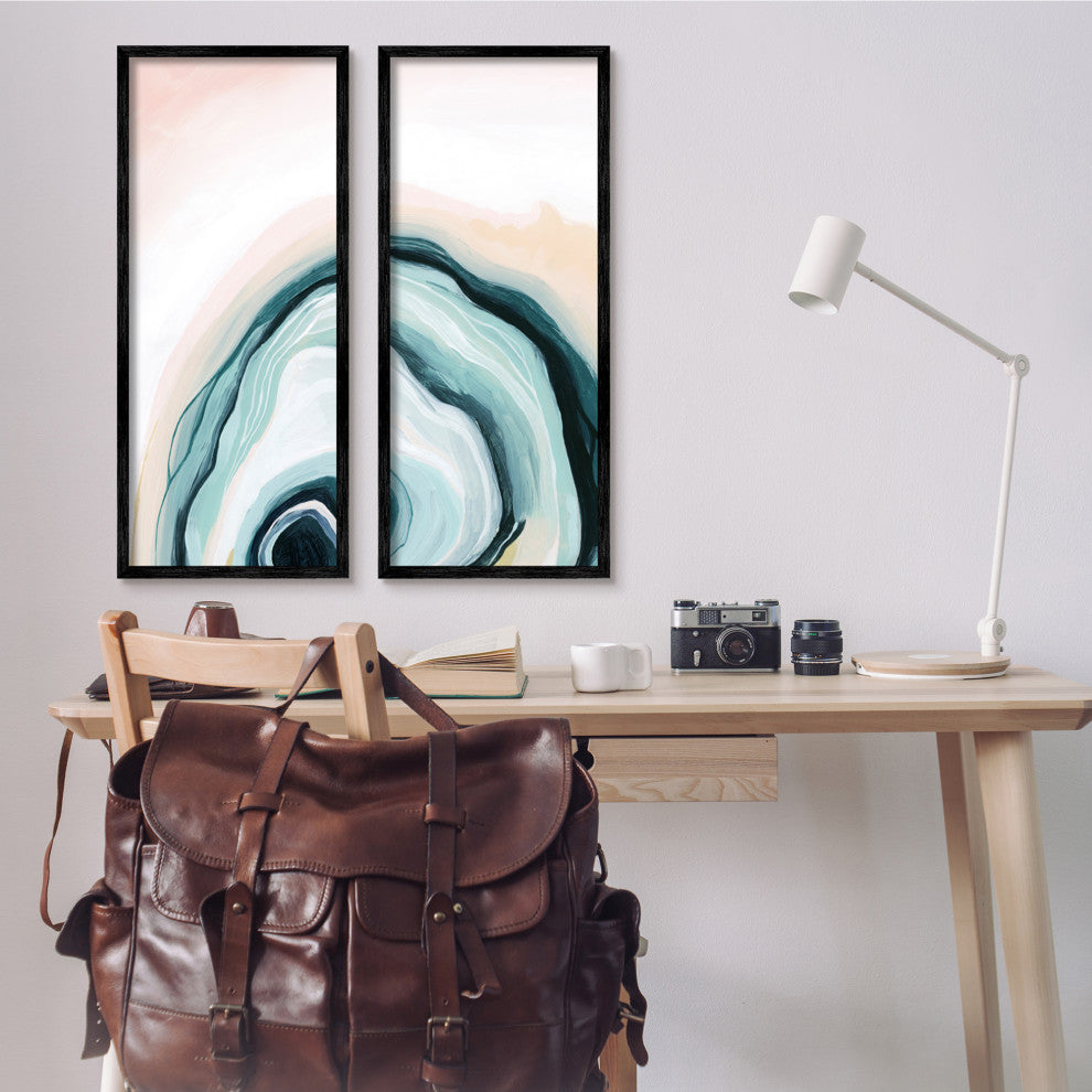 Abstract Seashell Interior Round Curves Blue Beige,13 x 30