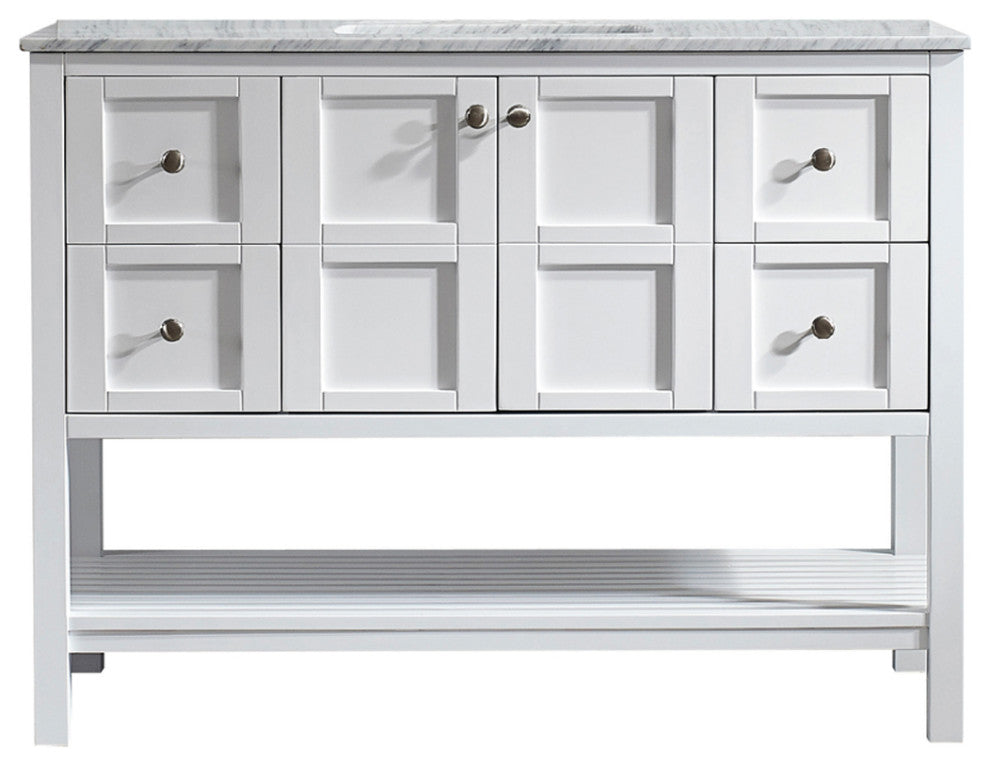 Florence 48" Single Vanity, White, Without Mirror
