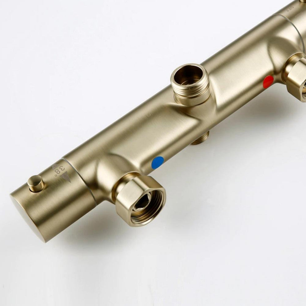 Wasser™ Shower Faucet With Handheld Shower Head, Brushed Gold, 10" Showerhead