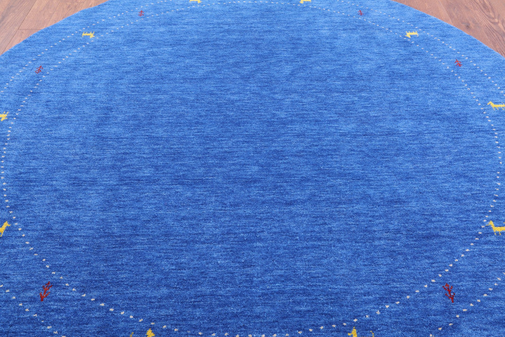 8' Round Hand Knotted Persian Gabbeh Rug Q4372