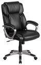 Mid-Back Black Leather Executive Swivel Chair With Padded Arms
