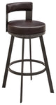Lynof Swivel Bar Stool in Brown Metal with Brown Faux Leather