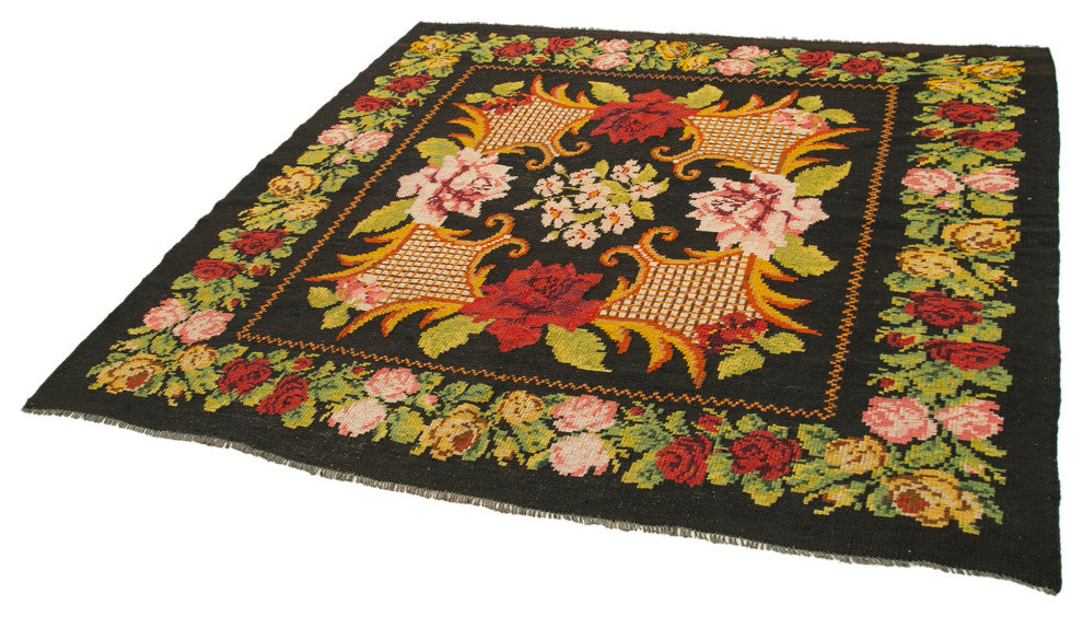 Rug N Carpet - Handmade Oriental 6' 1'' x 6' 5'' Antique Rose Kilim Rug