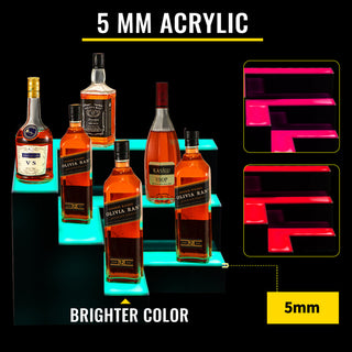 VEVOR Corner LED Liquor Bottle Display Shelf Lighted Glowing Shelf 20" 3-Step
