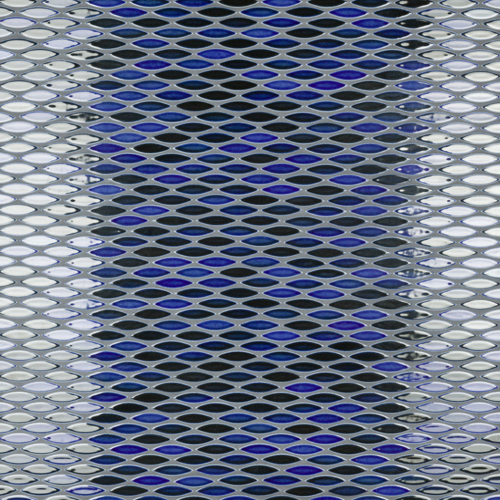 Pescado Glossy Ceramic Mosaic Floor and Wall Tile, Glossy Azul