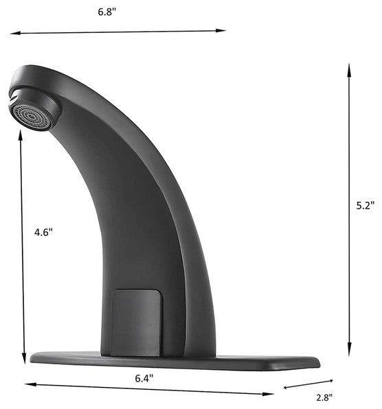 Automatic Touchless Sensor Bathroom Sink Faucets, Black Regular