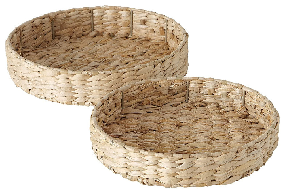 2 Piece Woven Wicker Tray Set