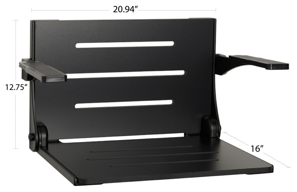 Seachrome Silhouette Comfort Shower Seats with Arms, Matt Black Seat
