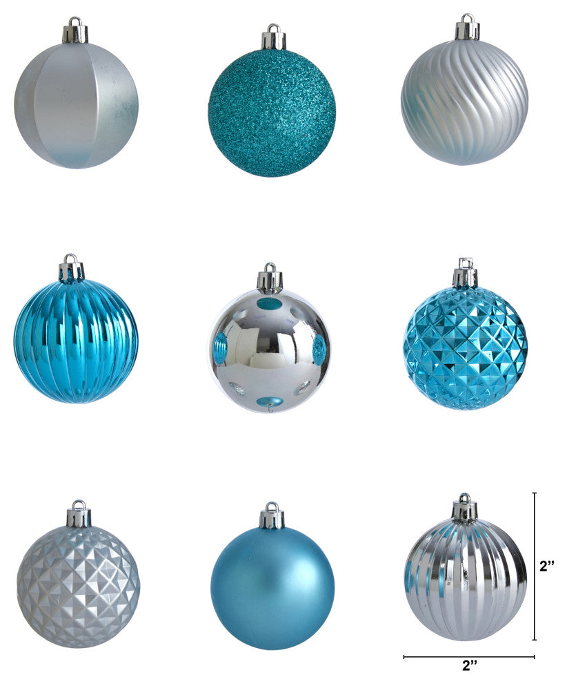 Holiday Shatterproof, 101 Count Xmas Tree Ornament Set 60mm With Re-Useable Tube