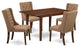 5Pc Dining Set, 1 Butterfly Leaf Table, 4 Light Sable Chairs, Mahogany Finish