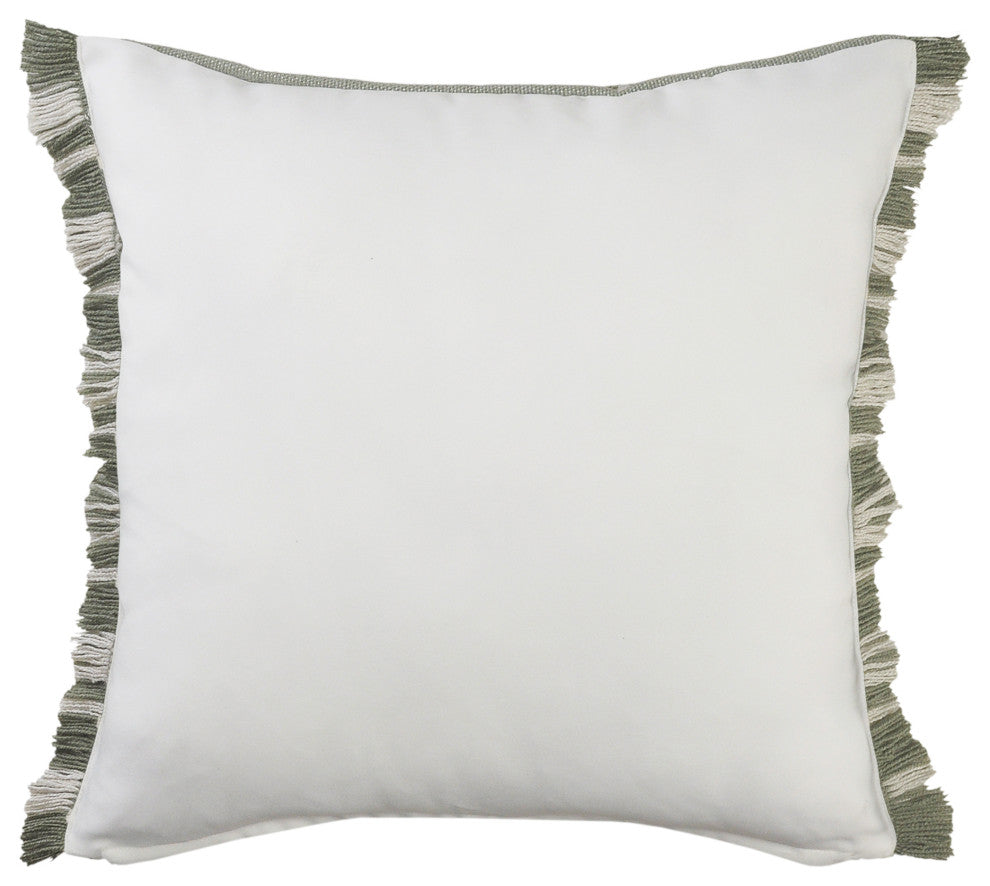 Ox Bay Handwoven Green/White Geometric Polyester Pillow Cover, 24"x24"
