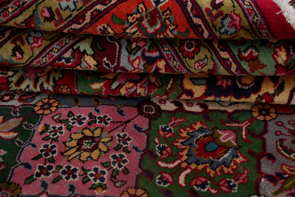 Consigned, Tabriz Traditional Hand-Knotted Patchwork Persian Area Rug, 9x13