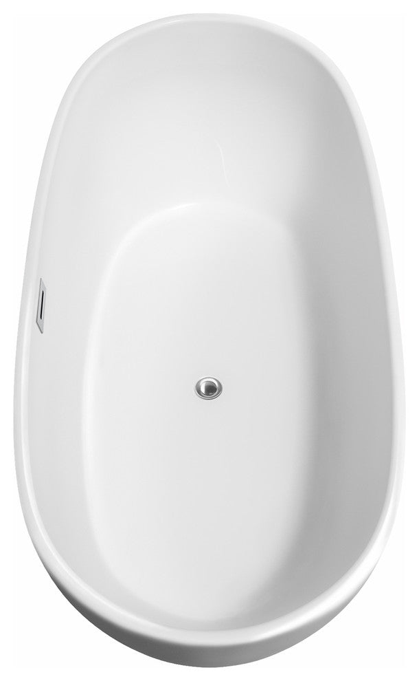 Rebecca 60 to 70" Freestanding Bathtub with options, Polished Chrome Trim, 65 Inch, No Faucet