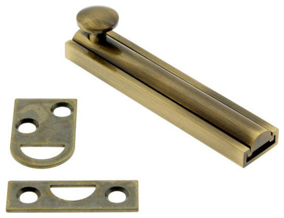 Genuine Solid Brass 3" Surface Bolt, Antique Brass