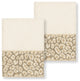 Linum Home Turkish Cotton Spots 2-Piece Embellished Washcloth Set, Cream