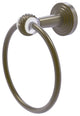 Pacific Beach Towel Ring with Twisted Accents, Antique Brass
