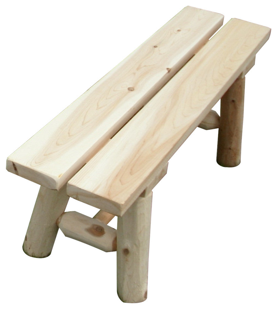 Rustic White Cedar Log Backless Bench, 6 Foot