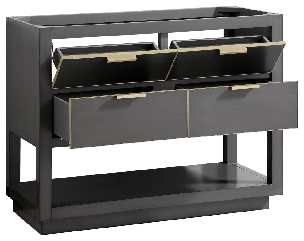 Avanity Allie 43 In. Vanity, Twilight Gray/ Gold, Natural 1" Carrara White Marble Countertop and Backsplash