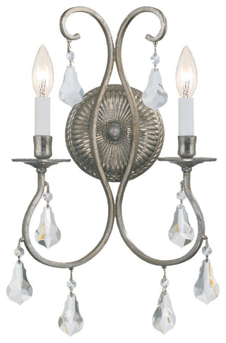 Crystorama Lighting Group 5012-CL-MWP Ashton 2 Light 18" Tall - Olde Silver