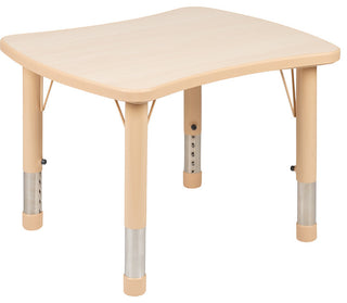 21.875"x26.625" Height Adjustable Rectangular Plastic Activity Table, Natural