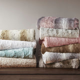 Madison Park Faux Tip Dyed Brushed Long Fur Throw, Tan