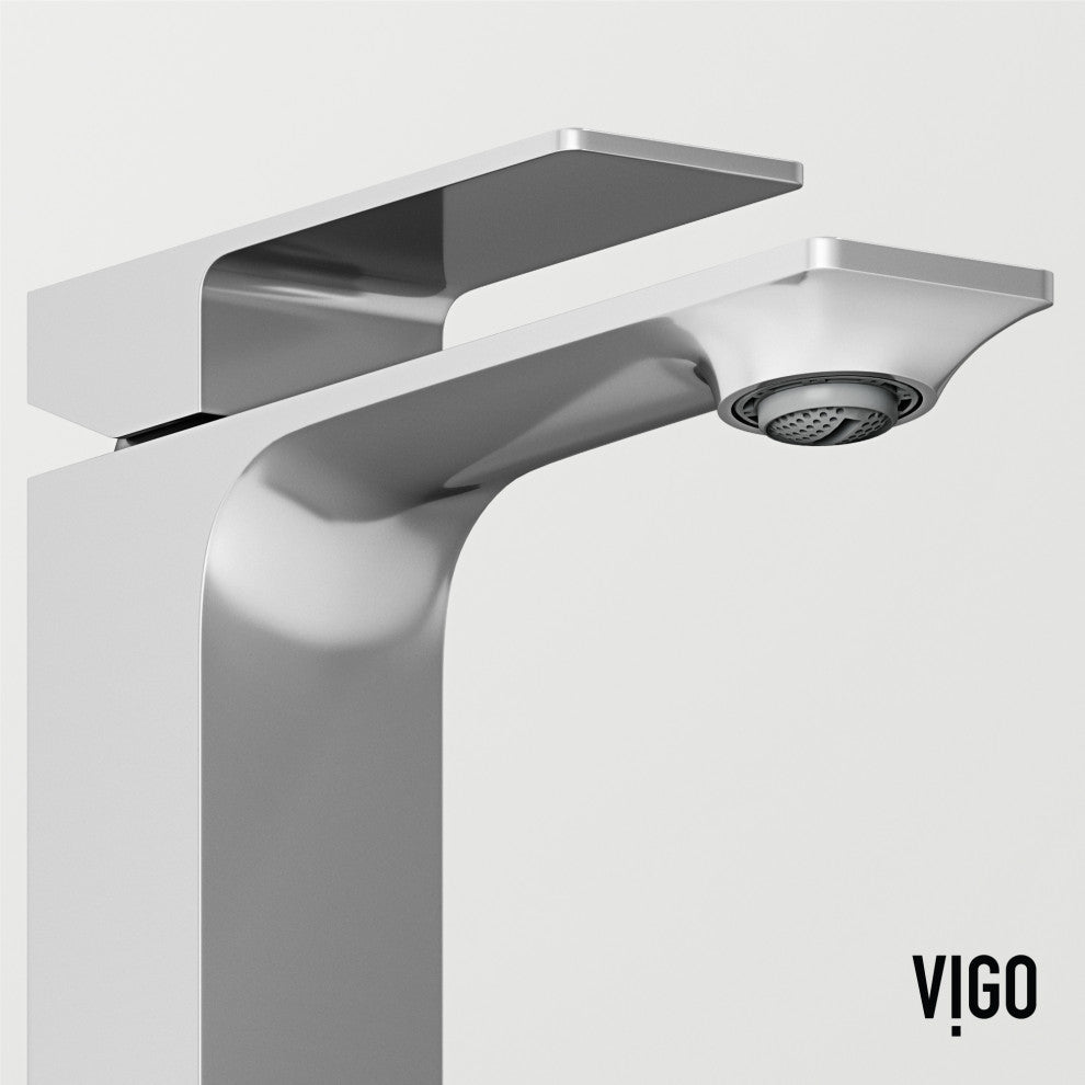 VIGO Dunn 6" H Single Handle Single Hole Bathroom Faucet, Chrome, Without Extras
