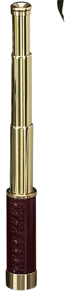 25x30 Brass/Leather-Sheathed Telescope With Wood Presentation Box