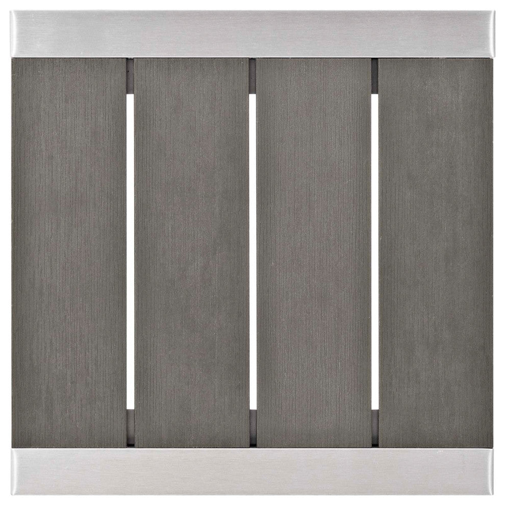 Lounge Chair Table Set, Sunbrella, Fabric, Aluminum, Silver Gray, Outdoor