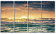 "Sunrise And Shining Waves in Ocean" Seashore Canvas Wall Art, 4 Panels, 48"x28"