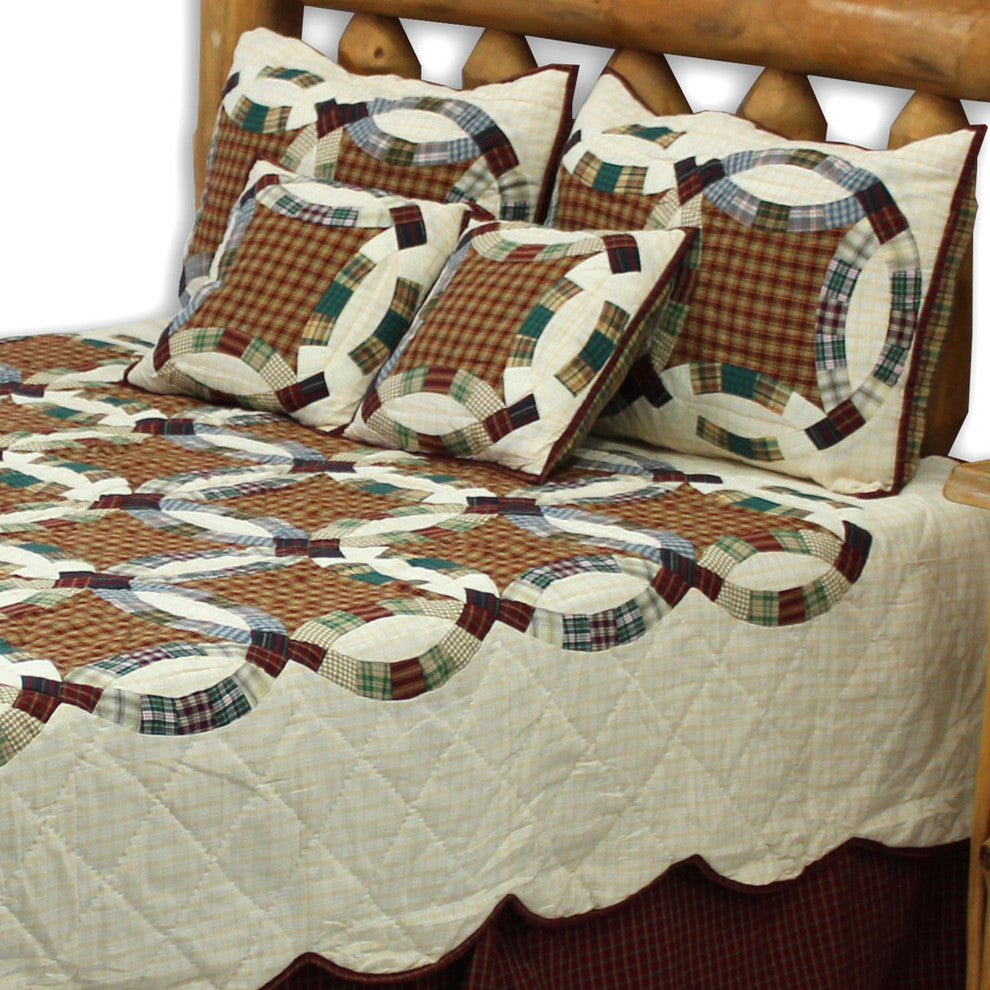 Woodland Ring King Quilt, 105"W X 95"L, Super Queen