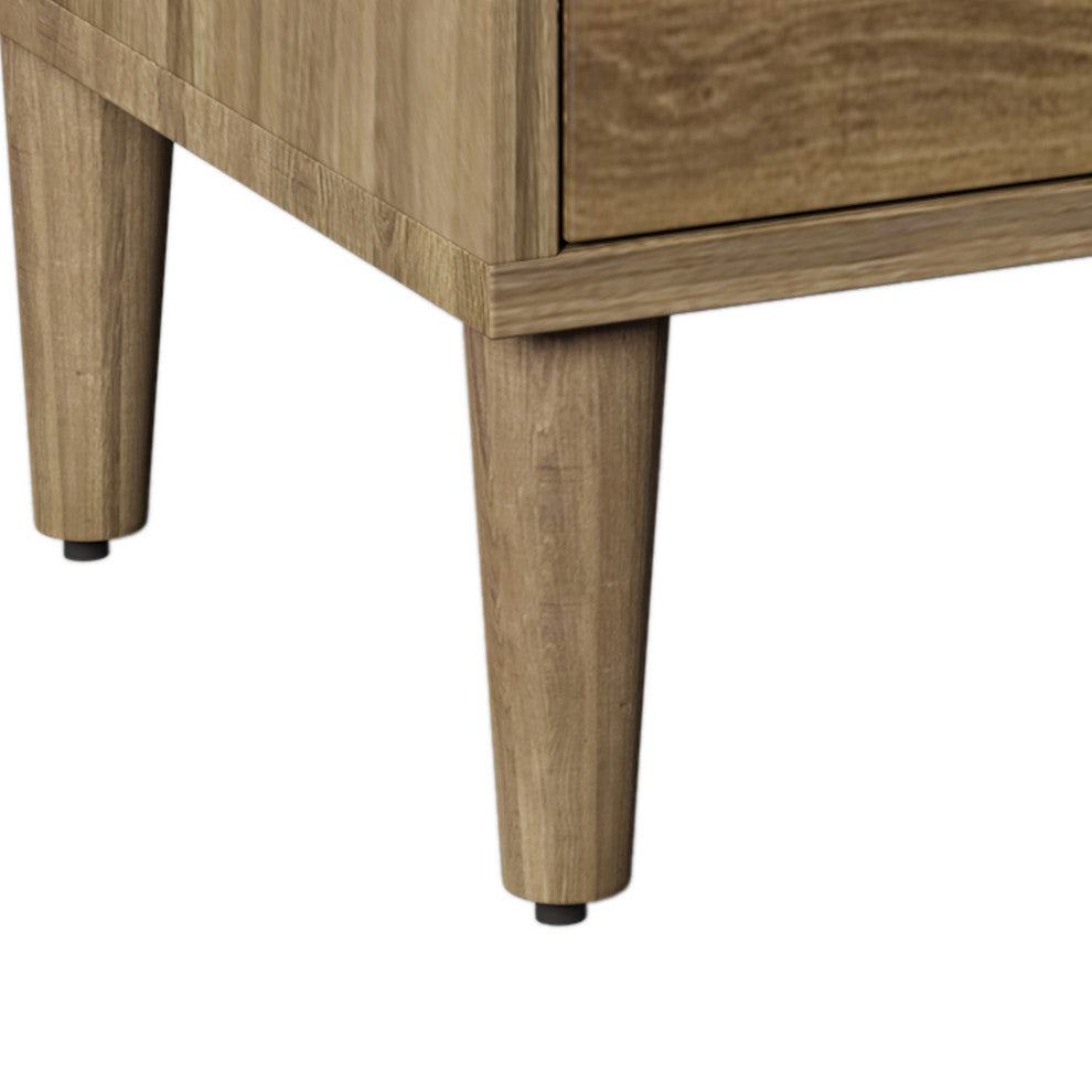 6 Drawers 56" W Wood Double Dresser, Natural Walnut