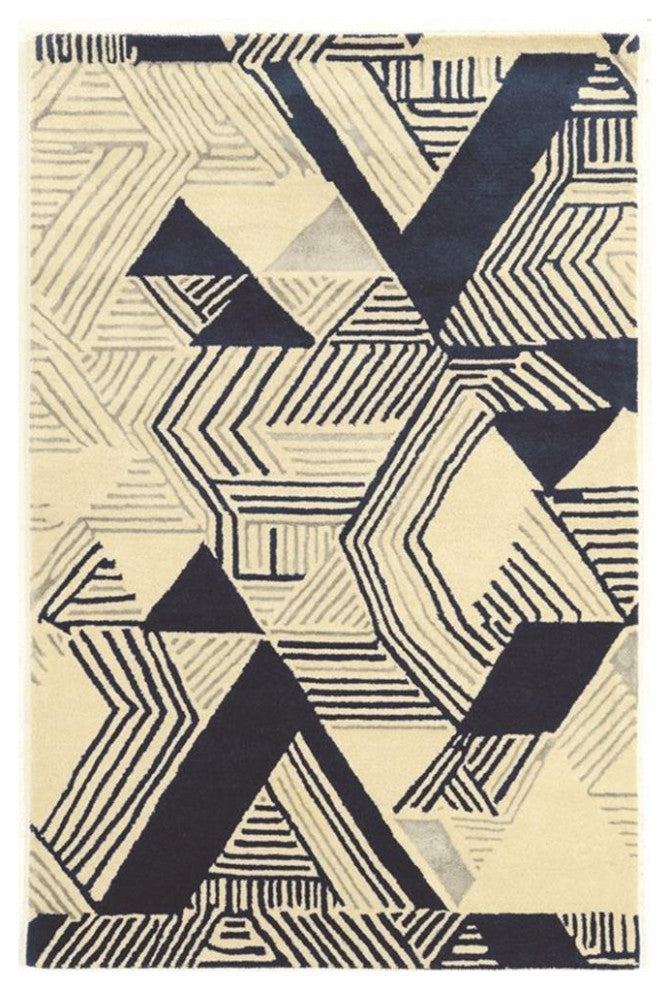 Linon Aspire Hatch Hand Tufted Wool 2'x3' Rug in Ivory