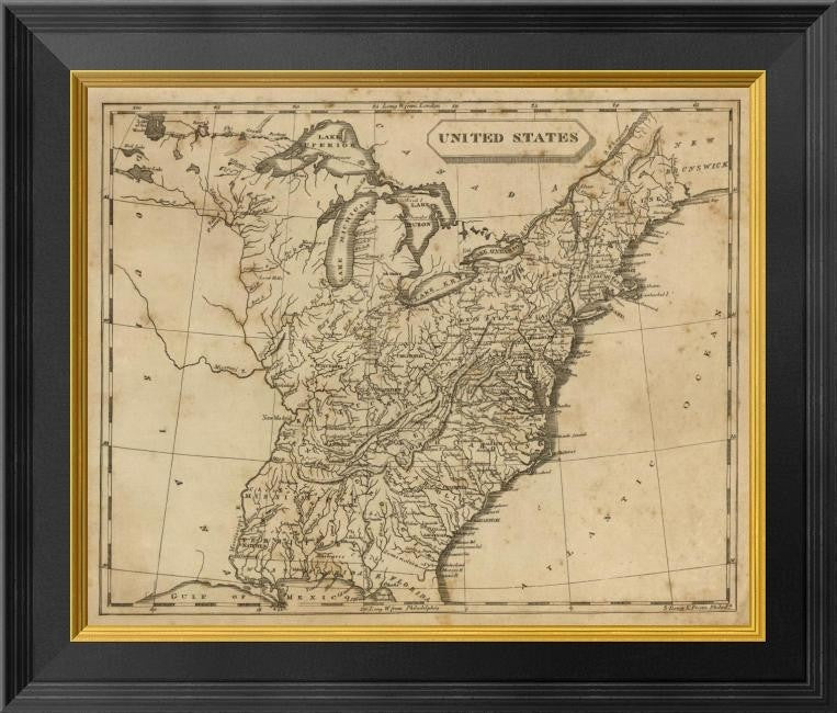 "United States, 1812" Framed Canvas Giclee by Aaron Arrowsmith, 20x17"
