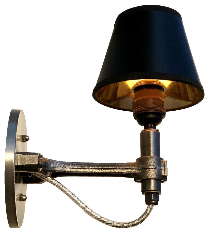 Piston Sconce Gold Foil Shade 5", Brushed Matal Wall Canopy