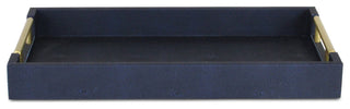 Navy Blue Faux Shagreen Tray with Handles