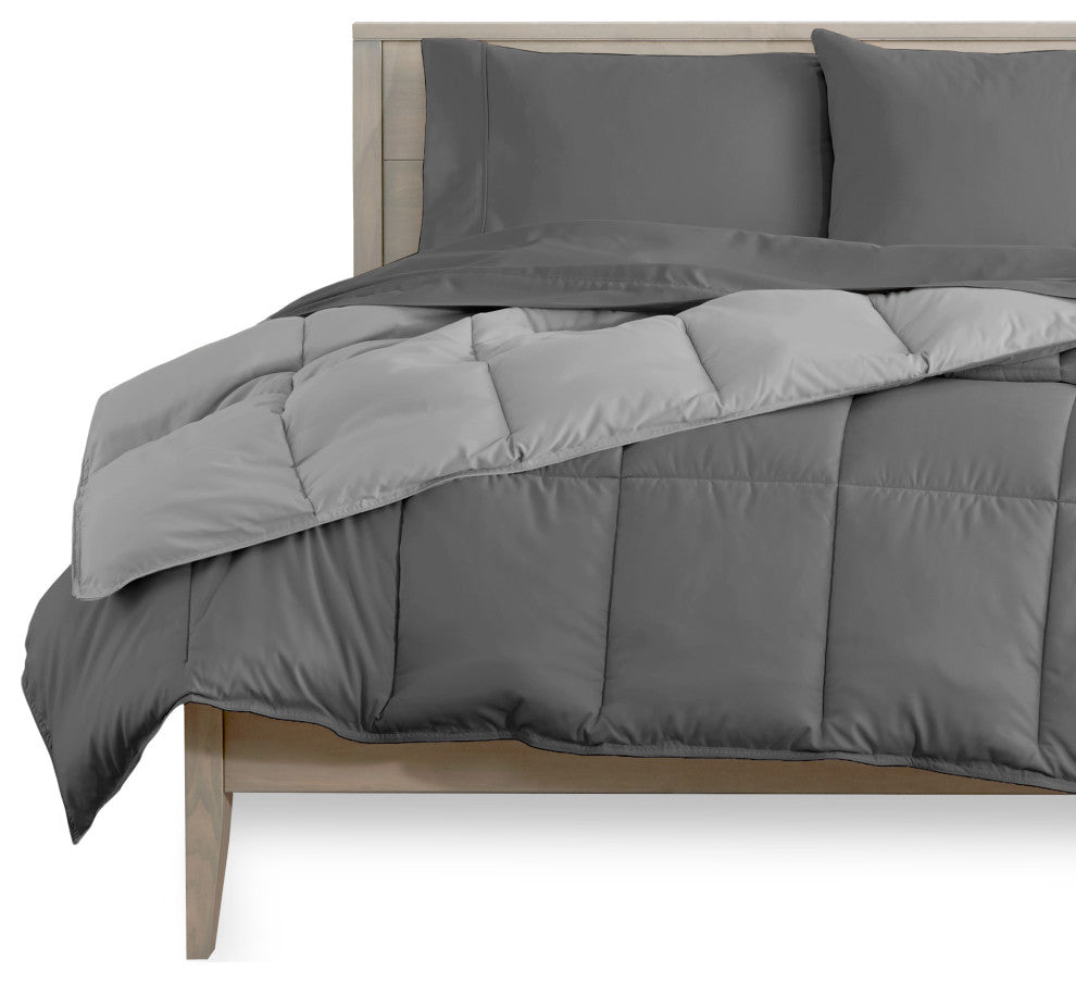 Reversible Bed-in-a-Bag, Light Gray/Gray, Gray, Split Head Flex King