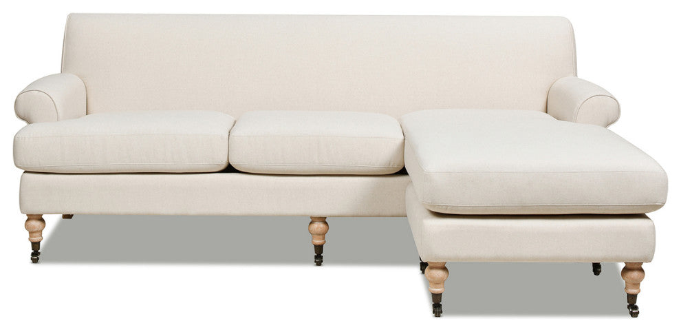 Alana Lawson 88" L-Shape Reversible Sectional Sofa, Light Beige Linen