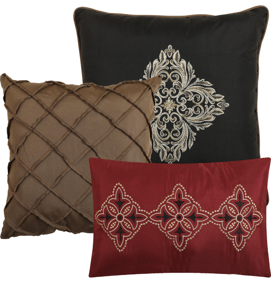 Tefia 7 Piece Comforter Set, Red, California King