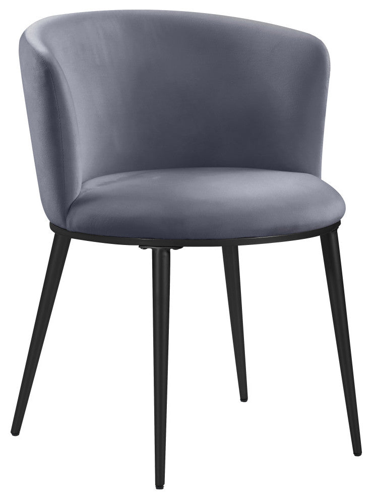 Skylar Dining Chair, Set of 2, Gray Velvet, Matte Black Iron Legs