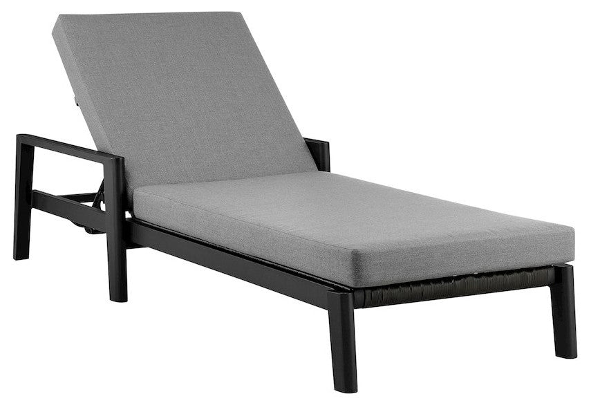 Outdoor Patio Adjustable Chaise Lounge Chair in Aluminum with Gray Cushions